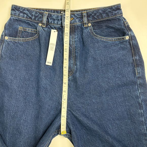 NWT Asos Mom Jeans High Rise Dark Wash Wash Blue Denim Women's Tall 28 x 38 Sz 6 - Picture 6 of 9